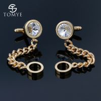 TOMYE ทองเงินสีคริสตัล Cufflinks คุณภาพสูงภาษาฝรั่งเศสคำเสื้อทองแดงปุ่มอุปกรณ์เสริมเครื่องประดับ XK18S003-Yrrey