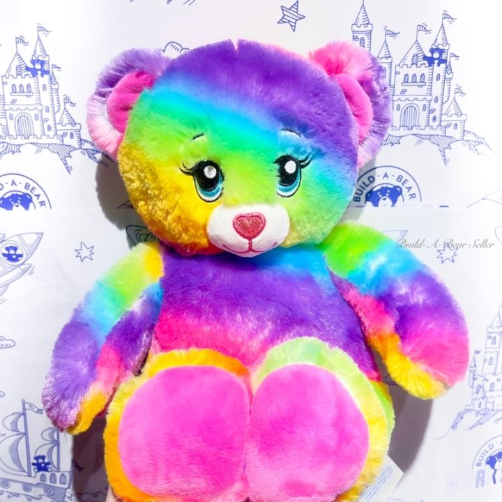 ตุ๊กตาหมีบิ้วอะแบร์-หายาก-น้องหมีสายรุ้ง-จมูกกลิตเตอร์-build-a-bear-สินค้ามือสองนำเข้าจากอเมริกา-ม