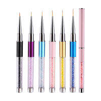 1Pc Rhinestone Handle Nail Art อะคริลิค UV Gel Extension แปรงกริดดอกไม้ DIY Design Drawing Liner ปากกา Manicure Tool