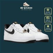 Giày thể thao nam nữ AF1 trắng logo vàng đen chuẩn 11