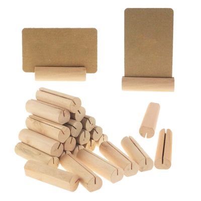 20Pcs Photo Holder Stumps Wood Clips with Kraft Paper Cards Wood Photo Notes Folder Home Card Slot Party Decoration Home