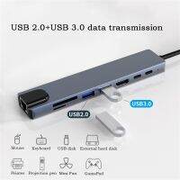 8 In 1 USB Type C Hub to 4K HD Adapter with RJ45 SD/TF Card Reader PD Fast Charge for MacBook Notebook Laptop Computer