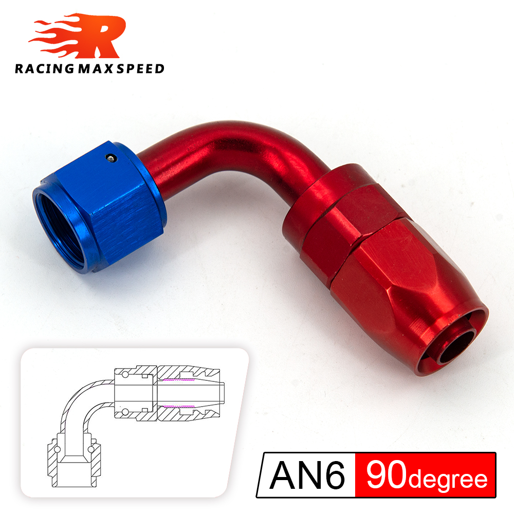 Universal Black&Red AN4/AN6/AN8/AN10 Push on Hot End Fitting Fuel Oil Cooler 0/45/90/120/180 Degree Reusable Connection Oil Hot End Car Accessories