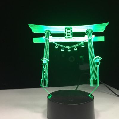 ญี่ปุ่นญี่ปุ่นศาลเจ้า Jinja USB 3D LED ไฟกลางคืน Multicolor RGB เทศกาลของขวัญไฟตกแต่งโคมไฟตั้งโต๊ะห้องนอน D Rop S hip