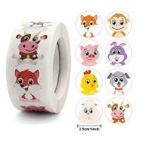 100-500pcs 1inch Cartoon Animal Children Sticker Label Thank You Cute Toy Game Sticker DIY Gift Sealing Label Decoration Supp Stickers Labels