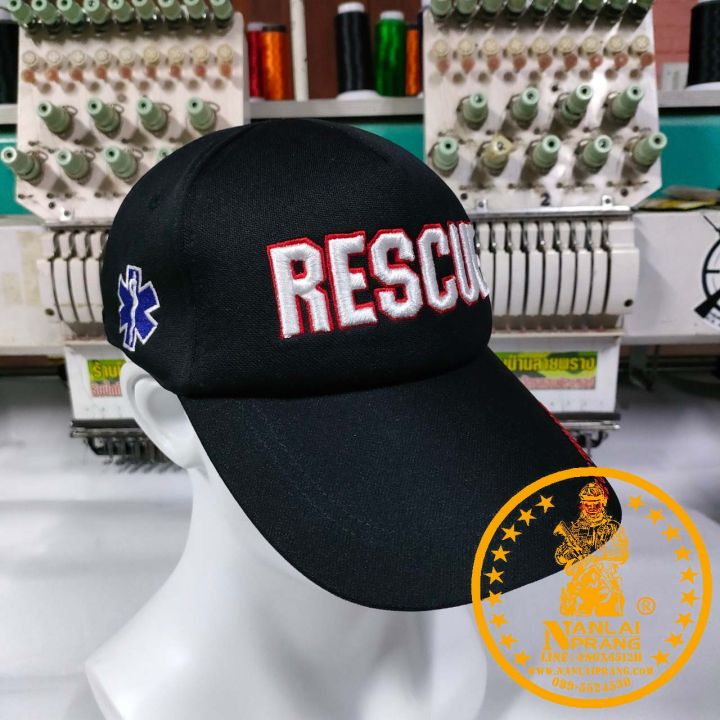 หมวกแก๊ป-rescue-สีดำ