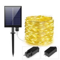 Quick Charge Solar LED Fairy Light String 110V 220V Solar Power Supply Outdoor Garden Lamp Garland Holiday Christmas Decoration