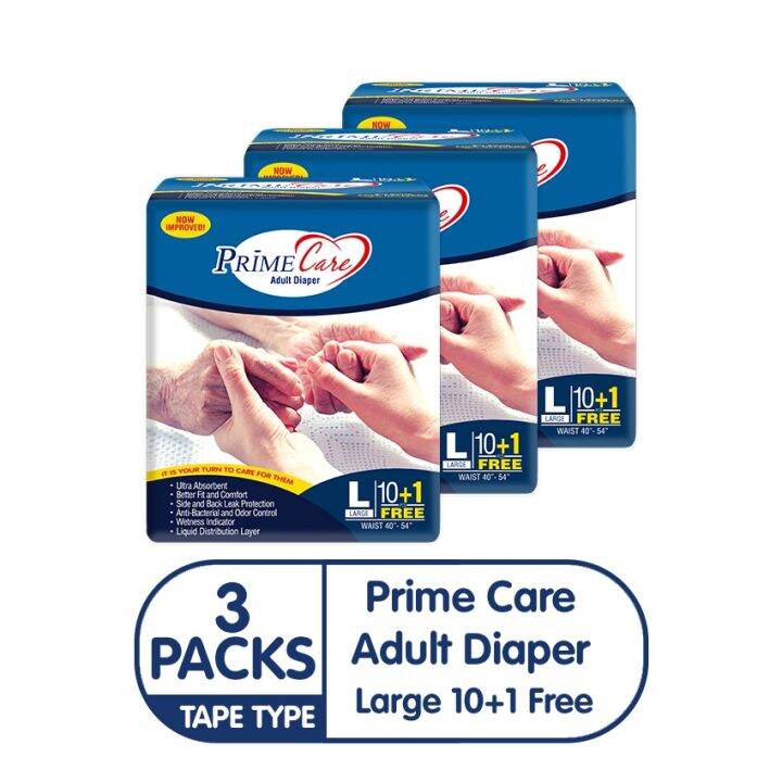 Prime Care Adult Diaper Large 10 1 3 Packs Lazada Ph