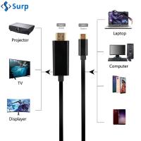 SURP 1.8เมตรค่ะ สาย USB C Type C เป็น HDMI 4K อุปกรณ์ที่รองรับ 4K 30/60Hz สายเคเบิลวิดีโอ 2023ใหม่ สายอะแดปเตอร์ โทรศัพท์มือถือแท็บเล็ต HDTV