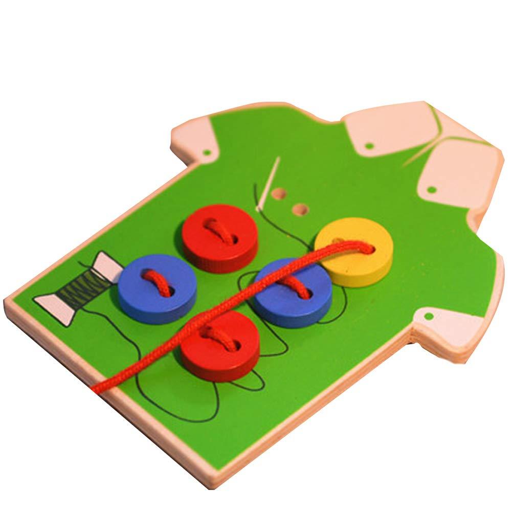 Kids Child Threading Button Beads Lacing Board Montessori Educational Wooden Toy 