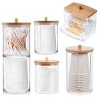 Storage Jar Makeup Organizer Cotton Round Holder Swab Qtip Dispenser with Lid