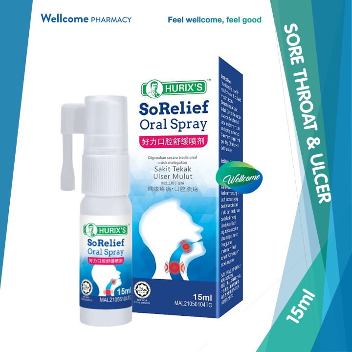 Hurix's SoRelief Oral Spray for Sore Throat and Mouth Ulcer 15ml Lazada
