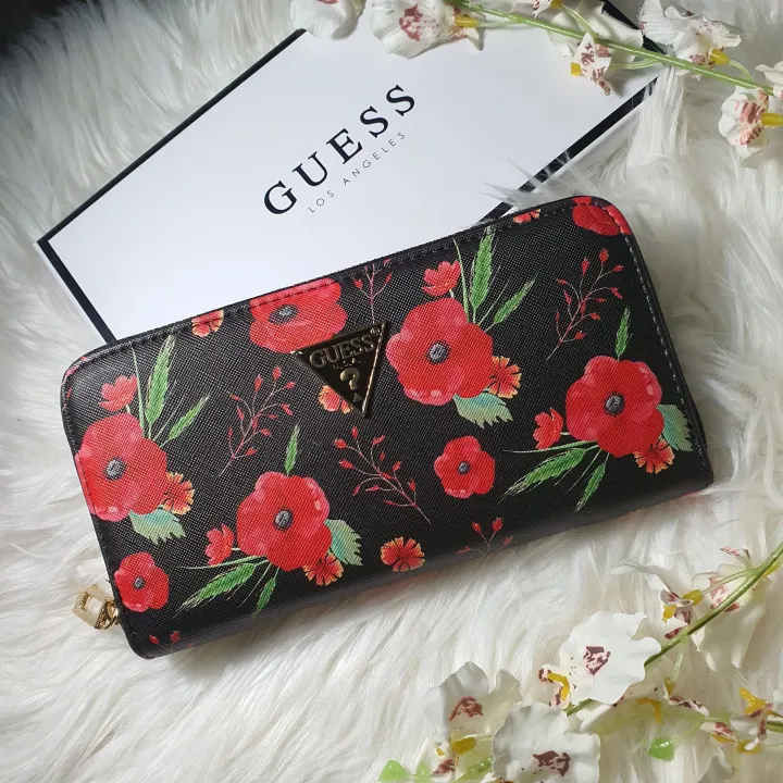 Guess Abree Floral Women's ZipAround Wallet Black Lazada PH