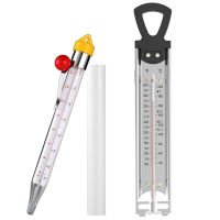 ○☬♠ 2Pcs Candy Thermometer with Pot Clip Glass Stainless Steel Candy Thermometer Kitchen Cooking Thermometer with Hanging Ring