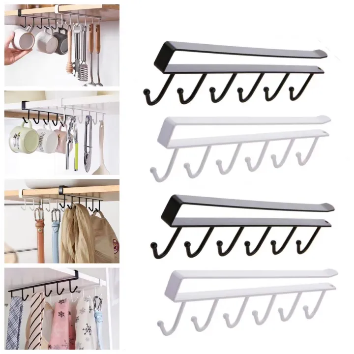 4 pcs/set Iron Kitchen Cabinet Hooks Bar Shelf Storage Rack Organizer ...