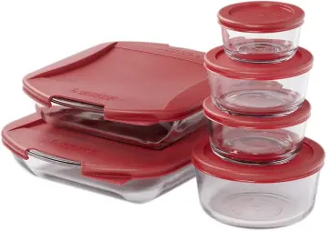 Anchor Hocking Classic 8 Piece Round Glass Food Storage Set with Navy Lids