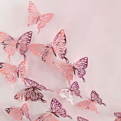 【CC】✽✠✌  12 Pcs/Set Wall Stickers Hollow for Kids Rooms Mariposas Fridge stickers Room Decoration