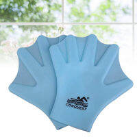 1คู่ถุงมือว่ายน้ำซิลิโคน Webbed Aquatic Fit Traning s Paddle Diving s Hand Web (ผู้ใหญ่,Sky Blue)