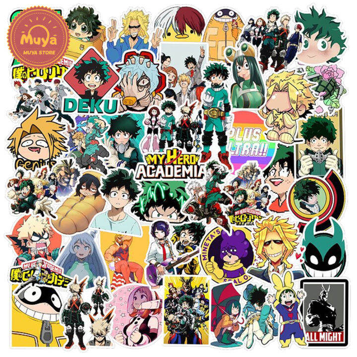 muya-100pcs-my-hero-academia-สติกเกอร์ลายอะนิเมะสำหรับเด็กกันน้ำสติ๊กเกอร์การ์ตูนสติ๊กเกอร์กราฟฟิตี