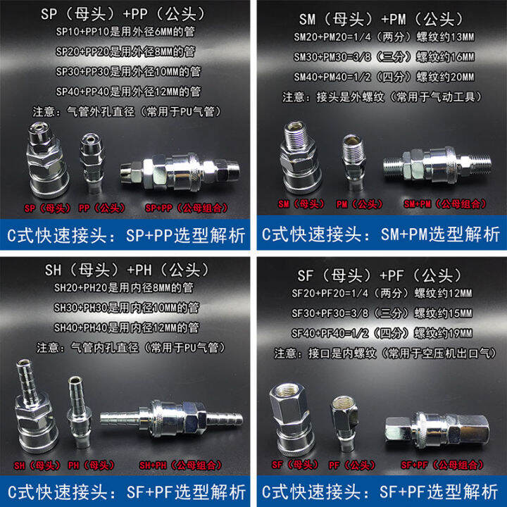 Shuofengjing selflocking Ctype male and female 8mm trachea quick