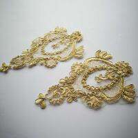 10 ชิ้น/15X9 ซม.สีทองสายไฟ Outline Venise ลูกไม้ Appliques ปักปักชุดแต่งงานลูกไม้ตกแต่ง DIY-pangyh