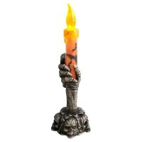 Halloween Candle Holder Skeleton Skull Base Skeleton Hand Hold Candle LED Lights Halloween Tabletop Decor Candlestick Holders