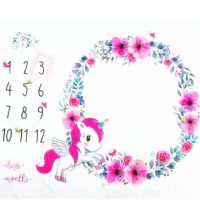 Cute Unicorn Pattern Infant Baby Milestone Photo Props Background Blankets Backdrop Calendar Bebe Boy Girl Photo Accessories