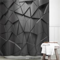 Fashion Modern Bathroom Decoration Design Shower Curtains Black Geometric Fabric Waterproof Bath Room Curtain 71x71 Inch cortina