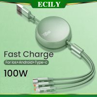 ECILY 6A 100W 3in1 2in1สายสำหรับ Huawei USB อย่างรวดเร็ว/เกียรติยศแบบพกพาพับเก็บได้3 In 1ไมโคร USB USB ประเภท C สายชาร์จสำหรับ Samsung iPhone