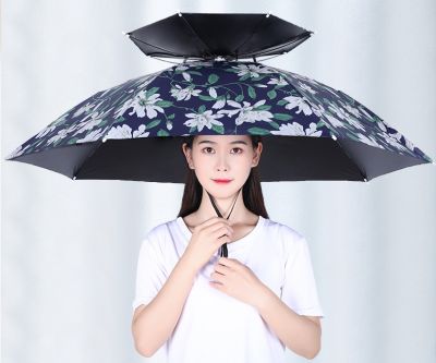 ร่มหมวกสวมหัว ร่มกันฝนแบบสวมหัว ขนาดกว้าง 95cm. กันฝน กันแดด น้ำหนักเบาพับเก็บได้