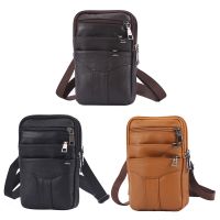 Men Leather Waist Bag Shoulder Crossbody Bags Retro Cowhide Pocket Mobile Phone Belt Bum Outdoor Case Pouch Running Belt