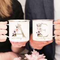 hotx【DT】 Personalized Mug Floral Initial with Name Cup Custom NameTea Hot Chocolate Mugs Bride Bridesmaid Day for