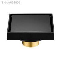 ✠ 100 Solid Brass Square Bathroom Shower Floor Drain Tile Insert Invisible Water Filter Black Gold Chrome