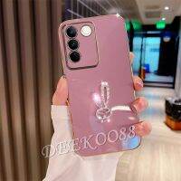 เคสสมาร์ทโฟนคลังสินค้าพร้อมสำหรับ VIVO V29 Y36 Y78 Y02T Y02A 5G 4G เคสมือถือมันวาวแวววาวพร้อมไรน์สโตนน่ารักน่ารัก3D ฝาครอบเนื้อนิ่มรูปกระต่ายสีขาว