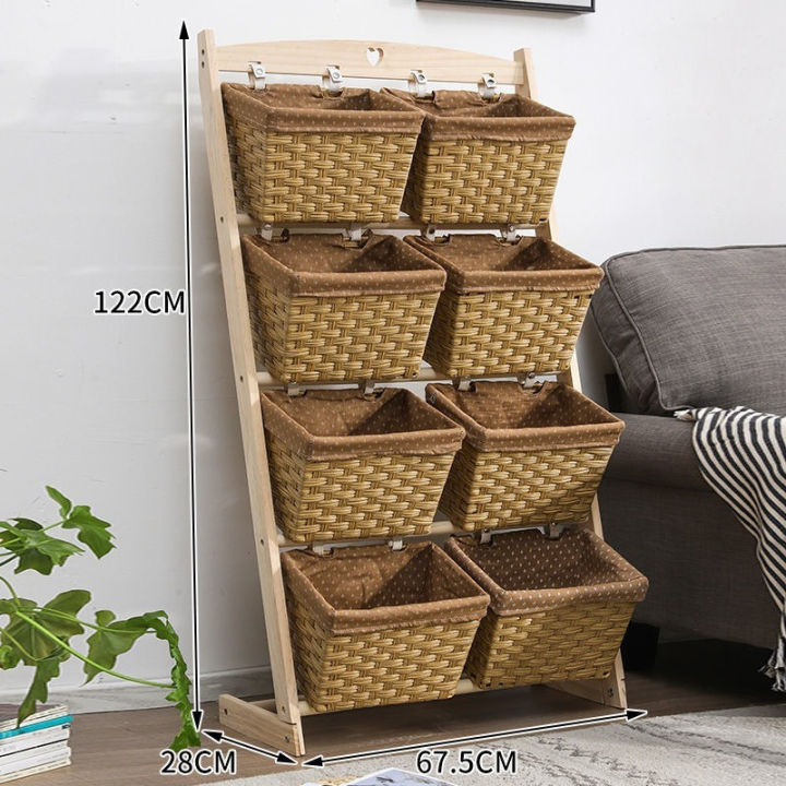 spot-parcel-post-solid-wood-rattan-like-storage-rack-floor-multi-layer-snack-toy-storage-rack-living-room-and-kitchen-bedroom-clutter-organizing-shelves