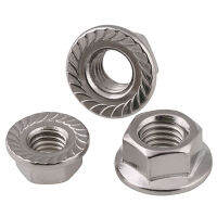 M4 M5 M6 M8 M10 M12 น็อตหน้าแปลนด้านซ้าย 304 สแตนเลสด้ายย้อนกลับ Hexagon Serrated Spinlock Flange Nuts-SJK STORE