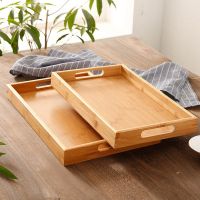 Bamboo wooden tray rectangular tea tray solid wood household water cup tray Japanese style wooden bread wooden dinner plate