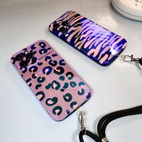 Blu-ray Leopard Print Strap Cord Chain Phone Case For iPhone 14 13 12 11 Pro Max XR XS Max 8 7 Plus Necklace Lanyard Rope Cover