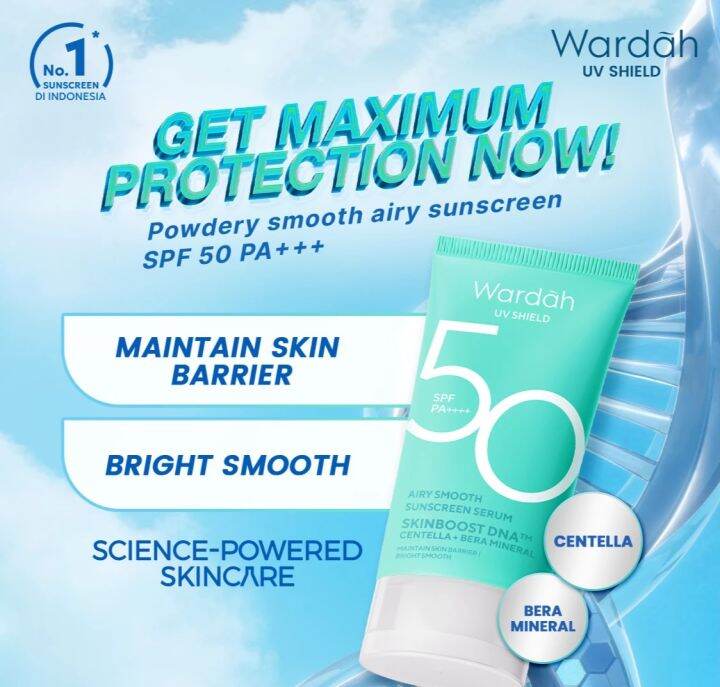 Wardah UV Shield Airy Smooth Sunscreen Serum SPF 50 PA++ Sunscreen matte dan ringan dengan