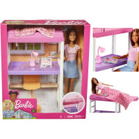 Barbie Doll &amp; Furniture Loft Bed Playset เฟอร์นิเจอร์ 2 ใน 1 ของตุ๊กตาบาร์บี้ เป็นได้ทั้งเตียงนอนและโต๊ะทำงาน ของแท้