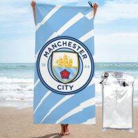 Manchesters City Beach Towel ผ้าขนหนูชายหาดผ้าเช็ดตัวไมโครไฟเบอร์แห้งเร็วผ้าเช็ดตัวดูดซับอย่างอ่อนโยนแคมป์ปิ้งยิมว่ายน้ำโยคะผ้าเช็ดตัวกับกระเป๋าเก็บของ