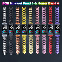 สายรัดข้อมือโลหะสำหรับ Huawei Band 6 Diamond Vintage สายรัดข้อมือสังกะสีอัลลอยด์สำหรับเปลี่ยนสายรัดข้อมือสำหรับ Honor Band6รุ่นใหม่ [พร้อมส่ง]