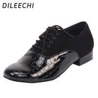 DILEECHI ผู้ชายจระเข้พิมพ์ PU รองเท้าเต้นรำละตินรองเท้าเต้นรำสมัยใหม่ผู้ใหญ่รองเท้าเต้นรำบอลรูมสแควร์มิตรภาพรองเท้า