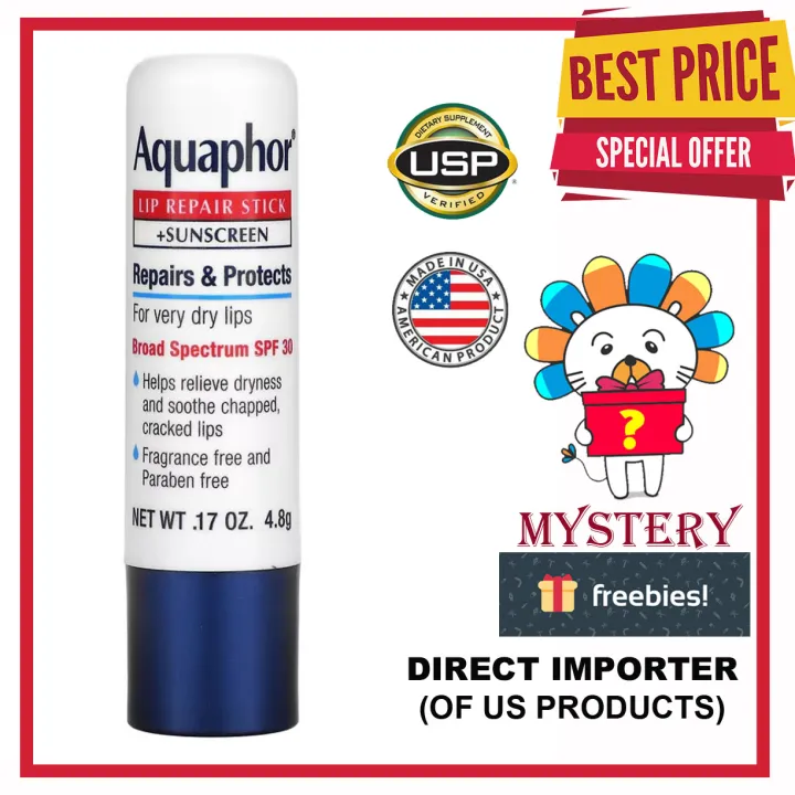 Aquaphor Lip Repair Stick + Sunscreen SPF 30 Fragrance Free 0.17 oz (4.