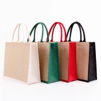 Women Burlap Handbags Shopping Travel Women Eco Reusable Shoulder Shopper Bags with Handles Large Capacity High Quality Tote Bag