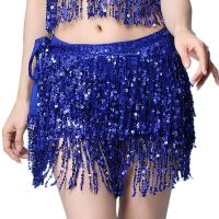 17 Colors Women Bellydance Clothing Accessories Tassel Belts 4 Rows Strips Rectangle Belly Dance Hip Scarf Sequins Fringes Belt