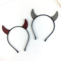 Men And Women Dress Up Cowhorn Headband Headwear Lovely Personality Water Diamond Hairband