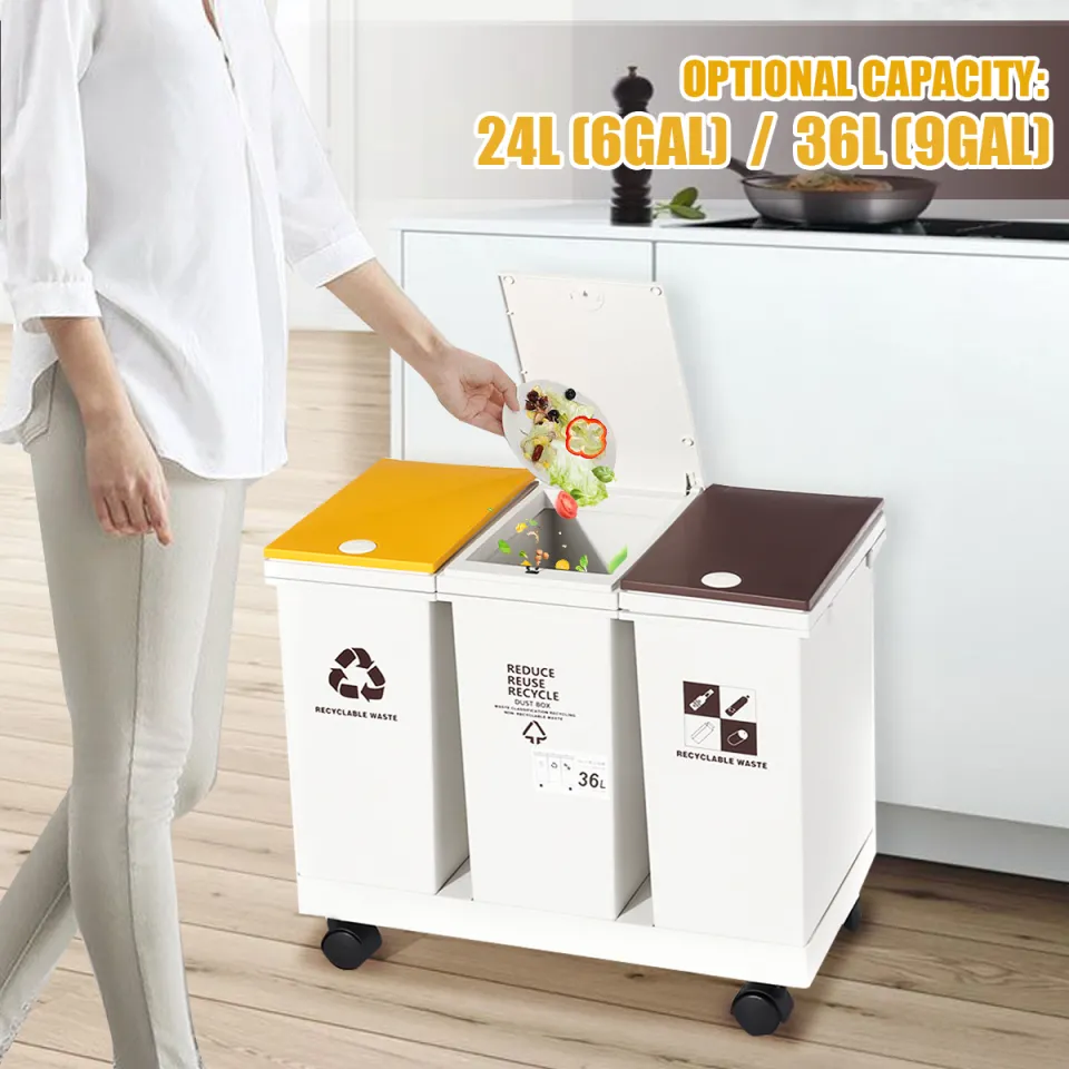 Japan OKA Antibacterial Corner Flip Lid Small Trash Can-4.4L