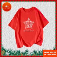 เสื้อยืดผ้าฝ้ายเสื้อยืดผ้าฝ้าย เสื้อยืดคริสต์มาสHOT SALES New 2022 Christmas Women Tee Shirt Cute Reindeer Print Short Sleeve Black