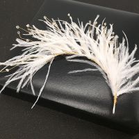 【hot】❇㍿  Artificial Feather Hairband Tiaras Bead Headband Hair Hoop Wedding Accessories Prom Jewelry